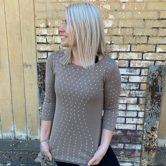 VILA Milano Neutral Studded Sweater - Picture 7 of 8